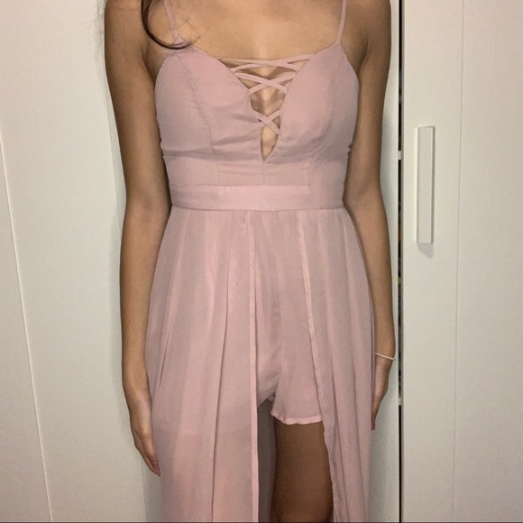 Pink Romper Chiffon High-Low Dress from Revamped - Picture 2 of 14